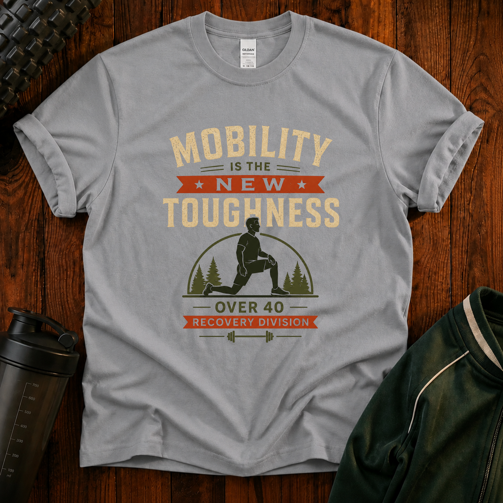Mobility Is the New Toughness T-Shirt — Over 40 Recovery Division Fitness Tee