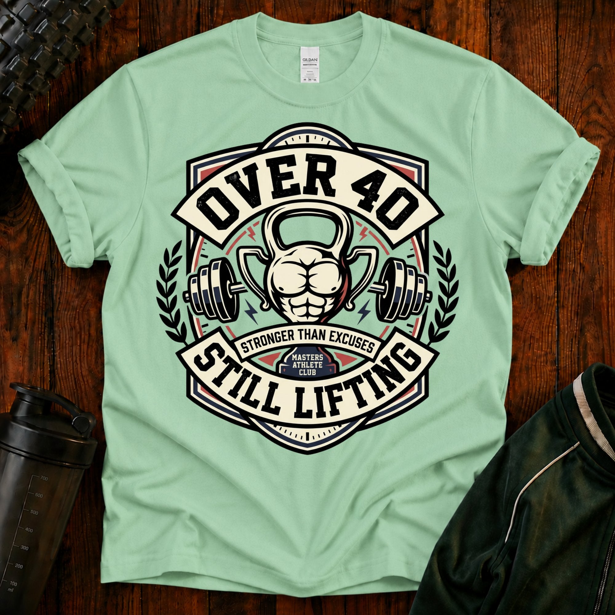 Over 40 Still Lifting T-Shirt — Gym Shirt for Men & Women, 40th Birthday Fitness Tee