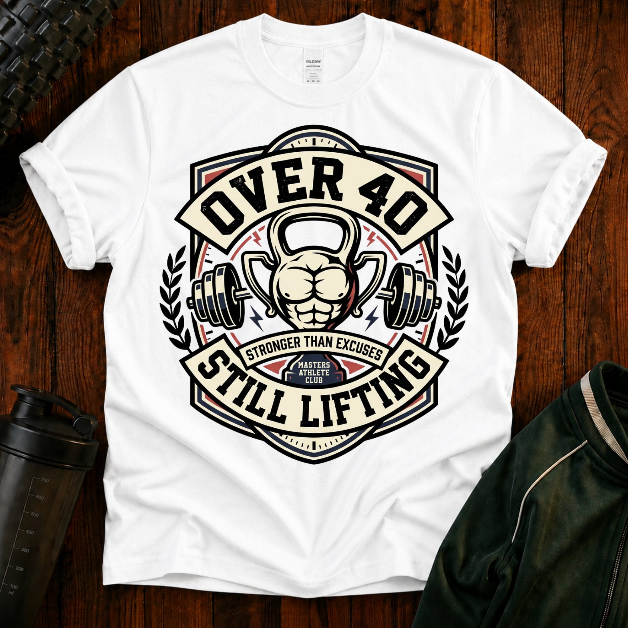 Over 40 Still Lifting T-Shirt — Gym Shirt for Men & Women, 40th Birthday Fitness Tee