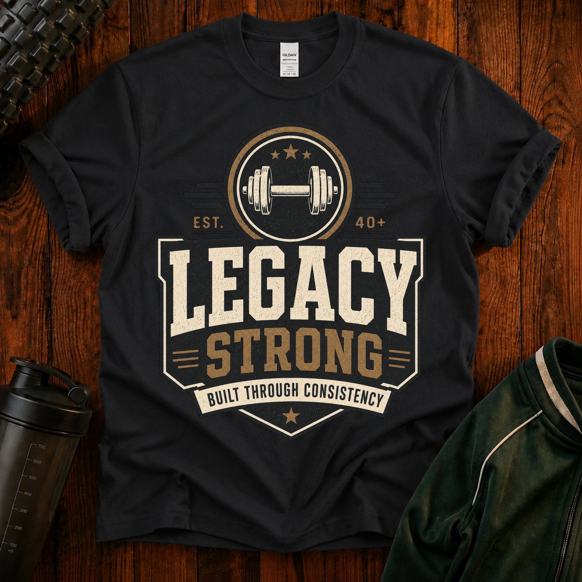 Legacy Strong Weightlifting T‑Shirt — Est. 40+ Gym Pride