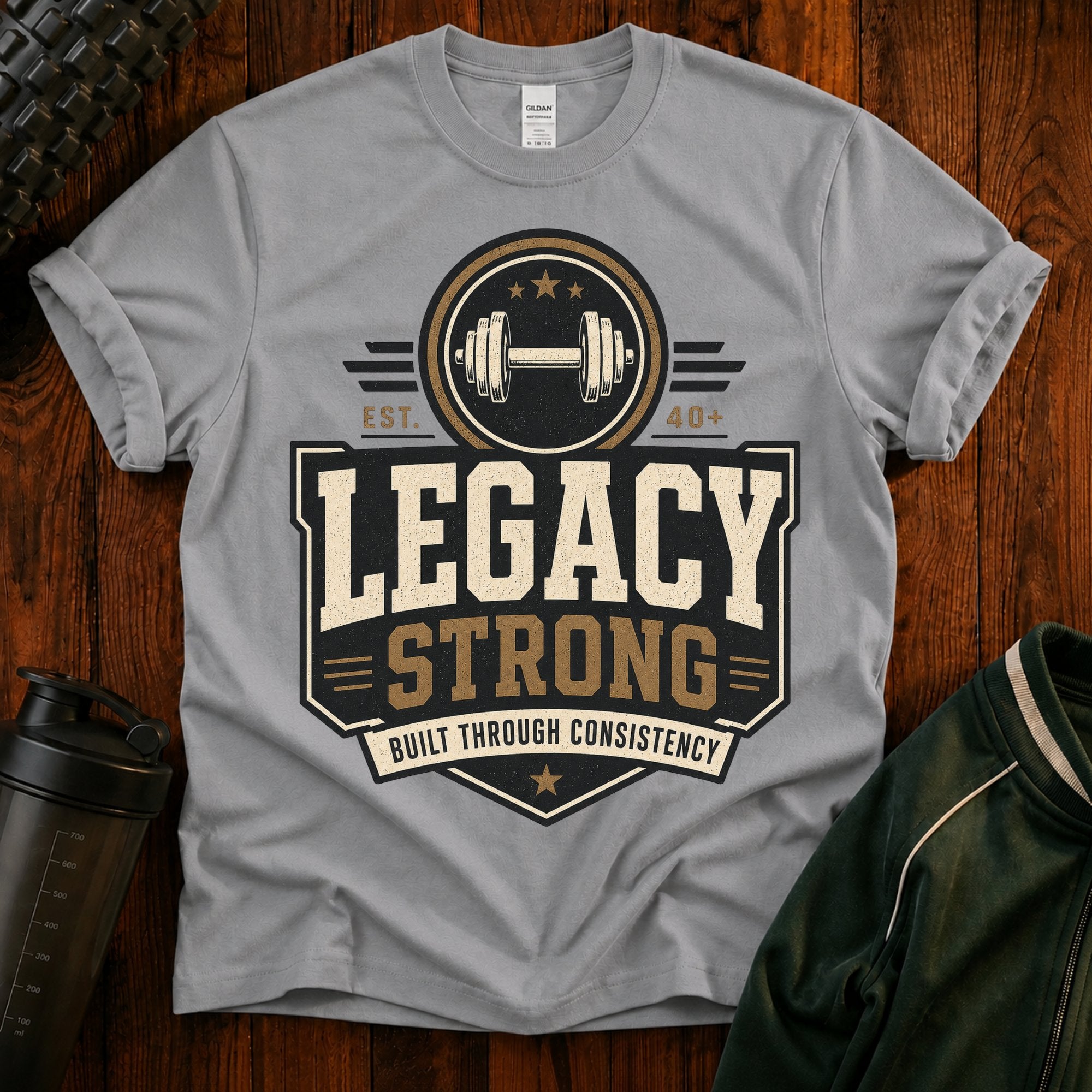 Legacy Strong Weightlifting T‑Shirt — Est. 40+ Gym Pride
