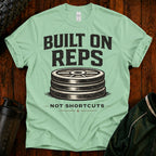 Built On Reps T-Shirt — Weightlifting Gym Tee (Not Shortcuts)