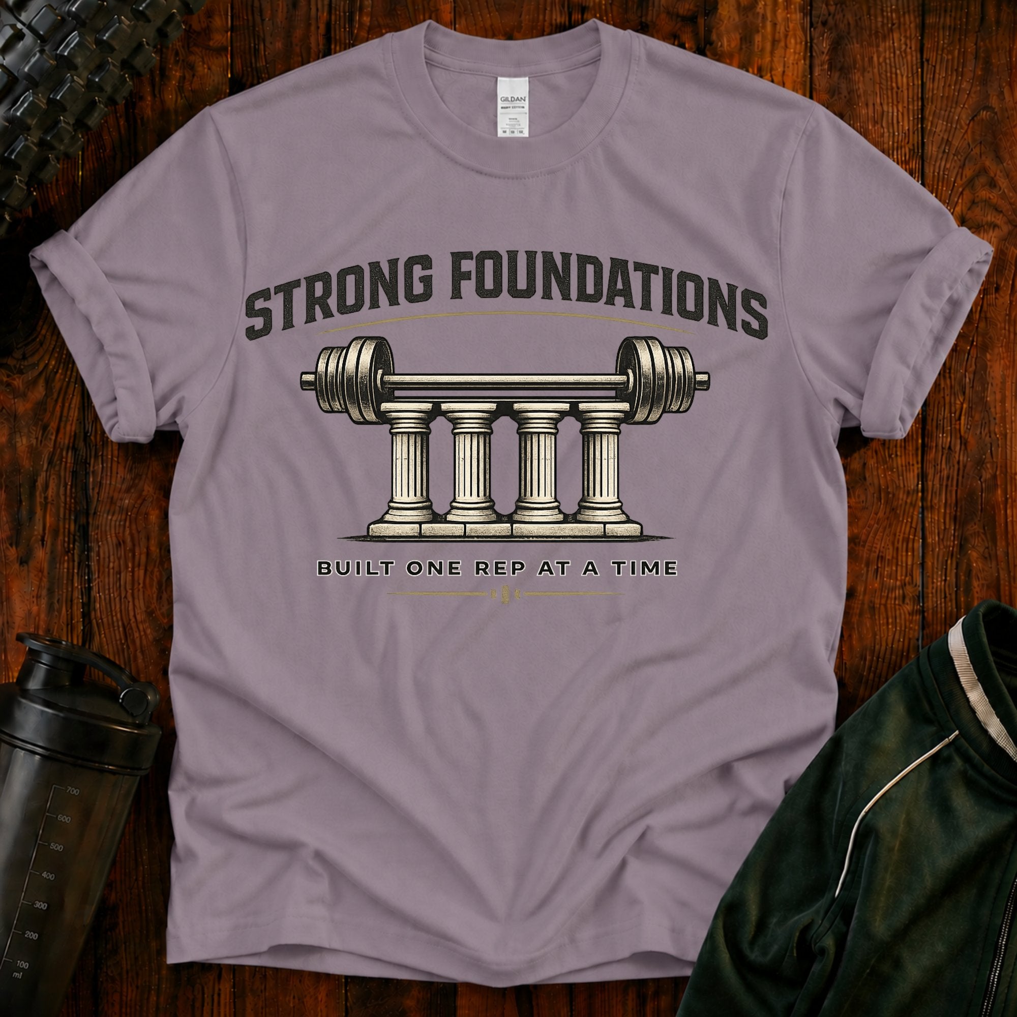 Strong Foundations T-Shirt — Barbell Pillar Fitness Tee