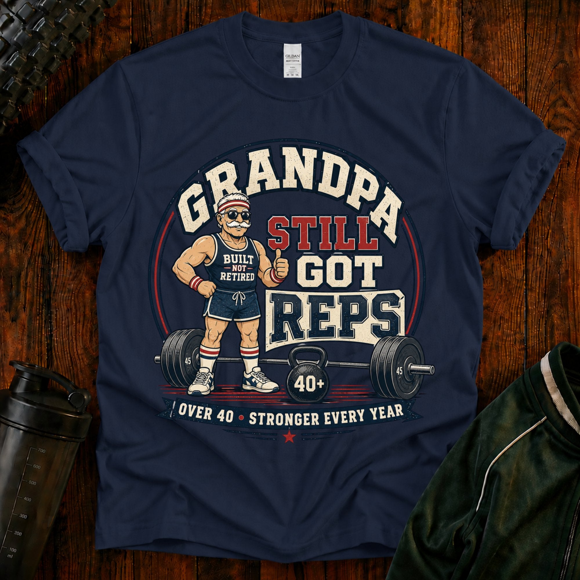 Grandpa Still Got Reps T-Shirt — Funny Weightlifting Grandpa Gym Tee