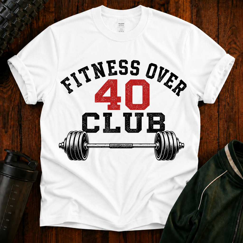 Fitness Over 40 Club' Graphic Tee for Active 40+ Adults