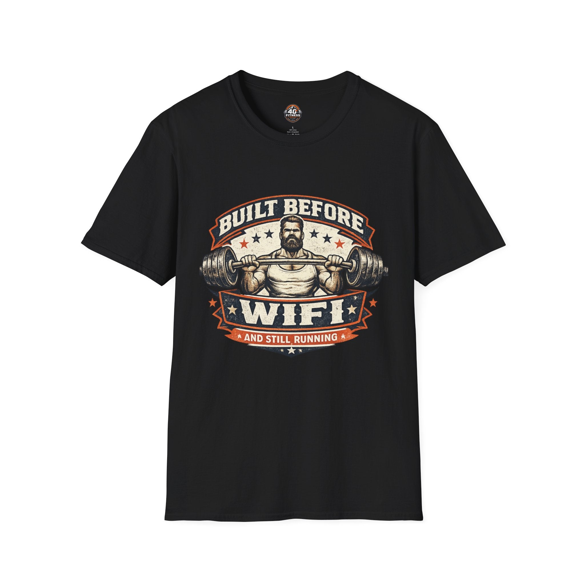 Built Before WiFi T-Shirt — Vintage Strongman Barbell Gym Tee