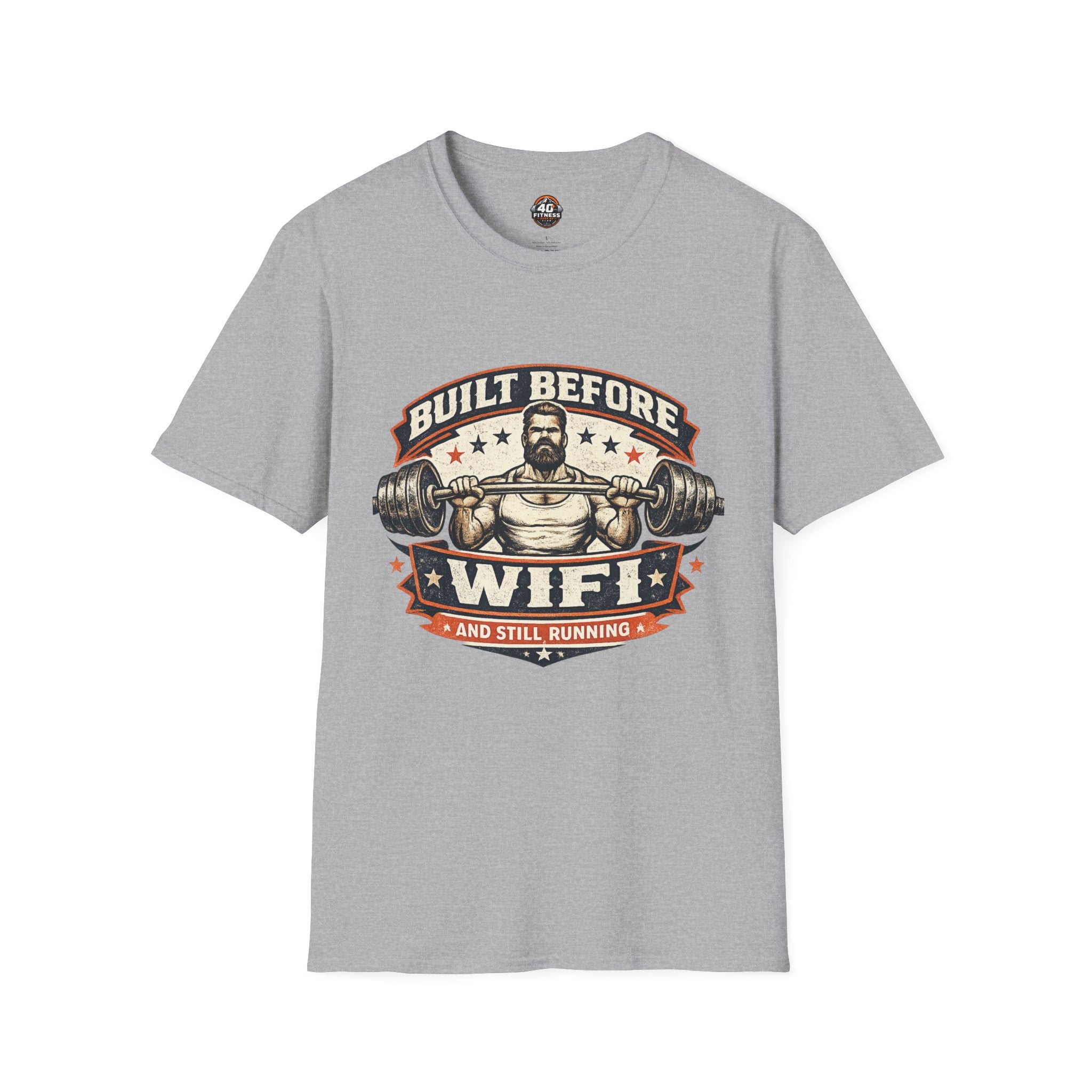 Built Before WiFi T-Shirt — Vintage Strongman Barbell Gym Tee