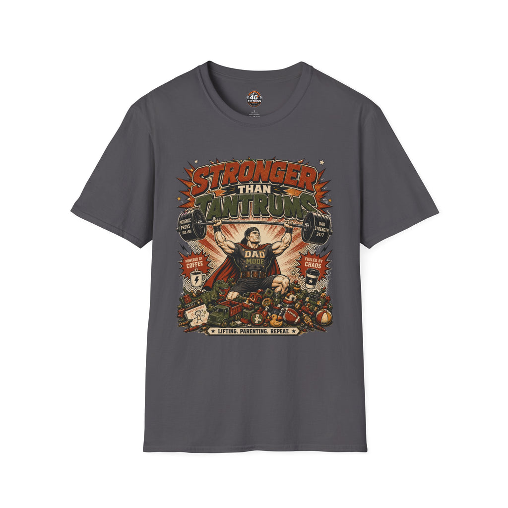 T-Shirt — "Stronger Than Tantrums" Retro Strength Graphic Tee (Parenting Humor)