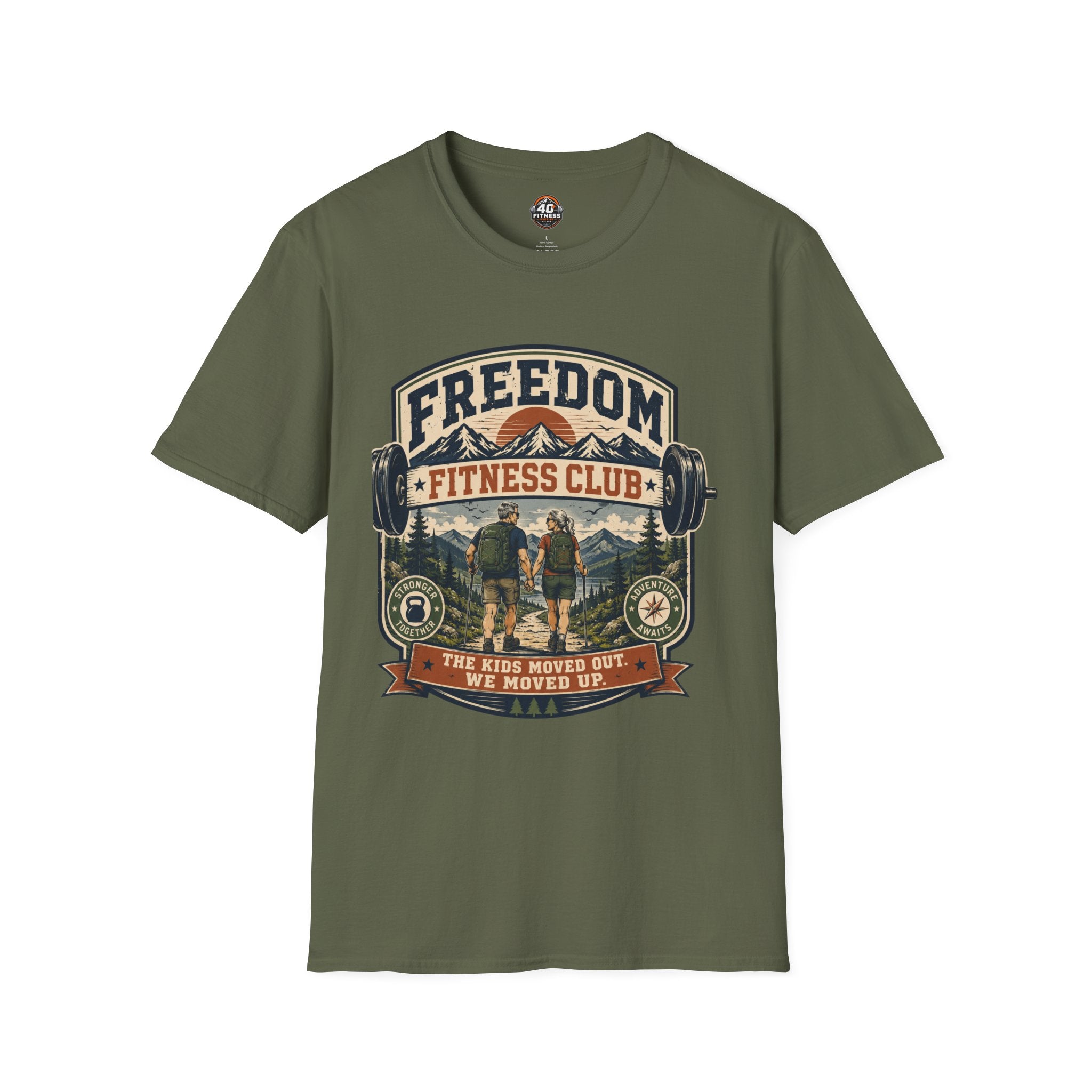 Freedom Fitness Club T-Shirt — Vintage Mountain Barbell Gym Tee