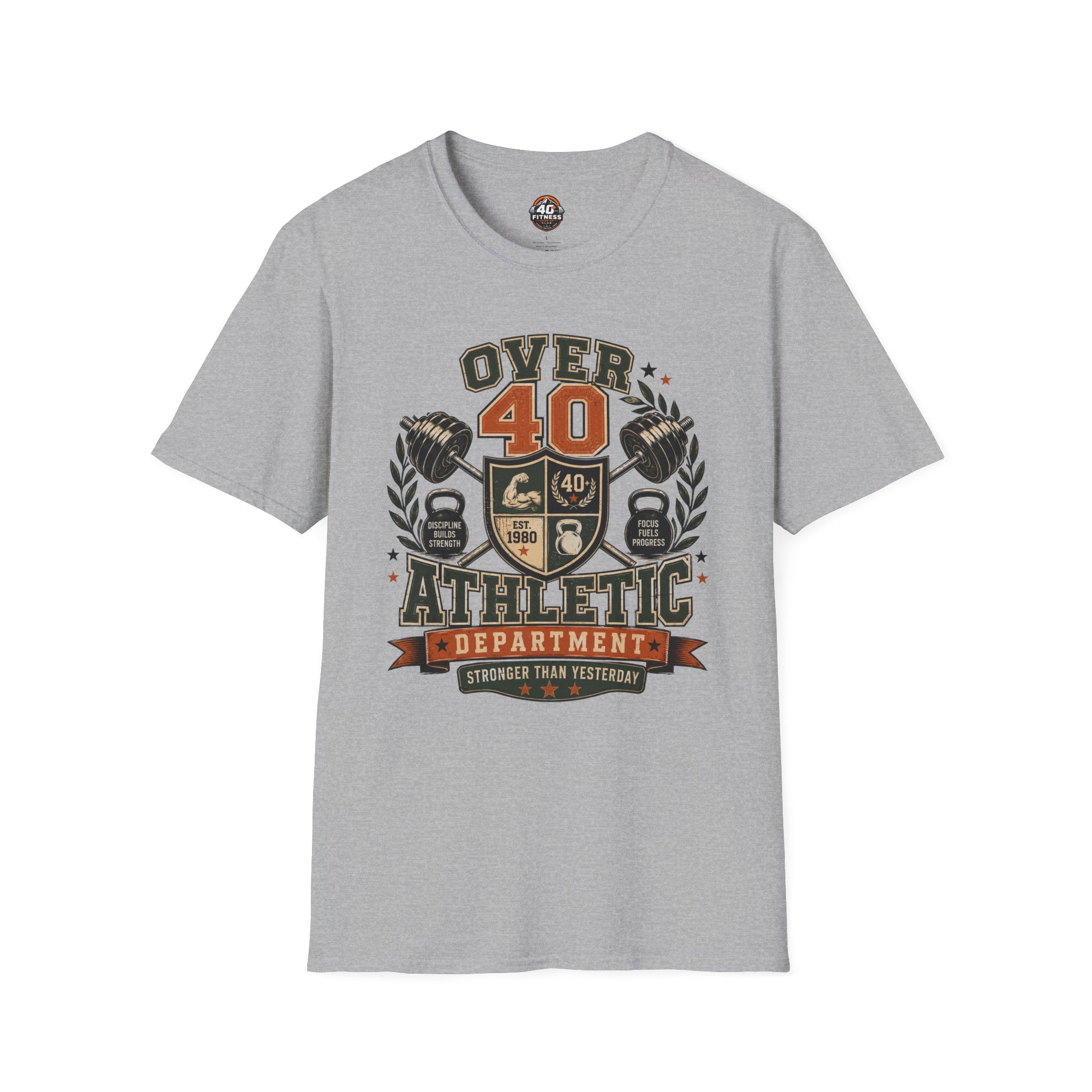 Over 40 Athletic T-Shirt — Vintage 'Over 40' Fitness Tee