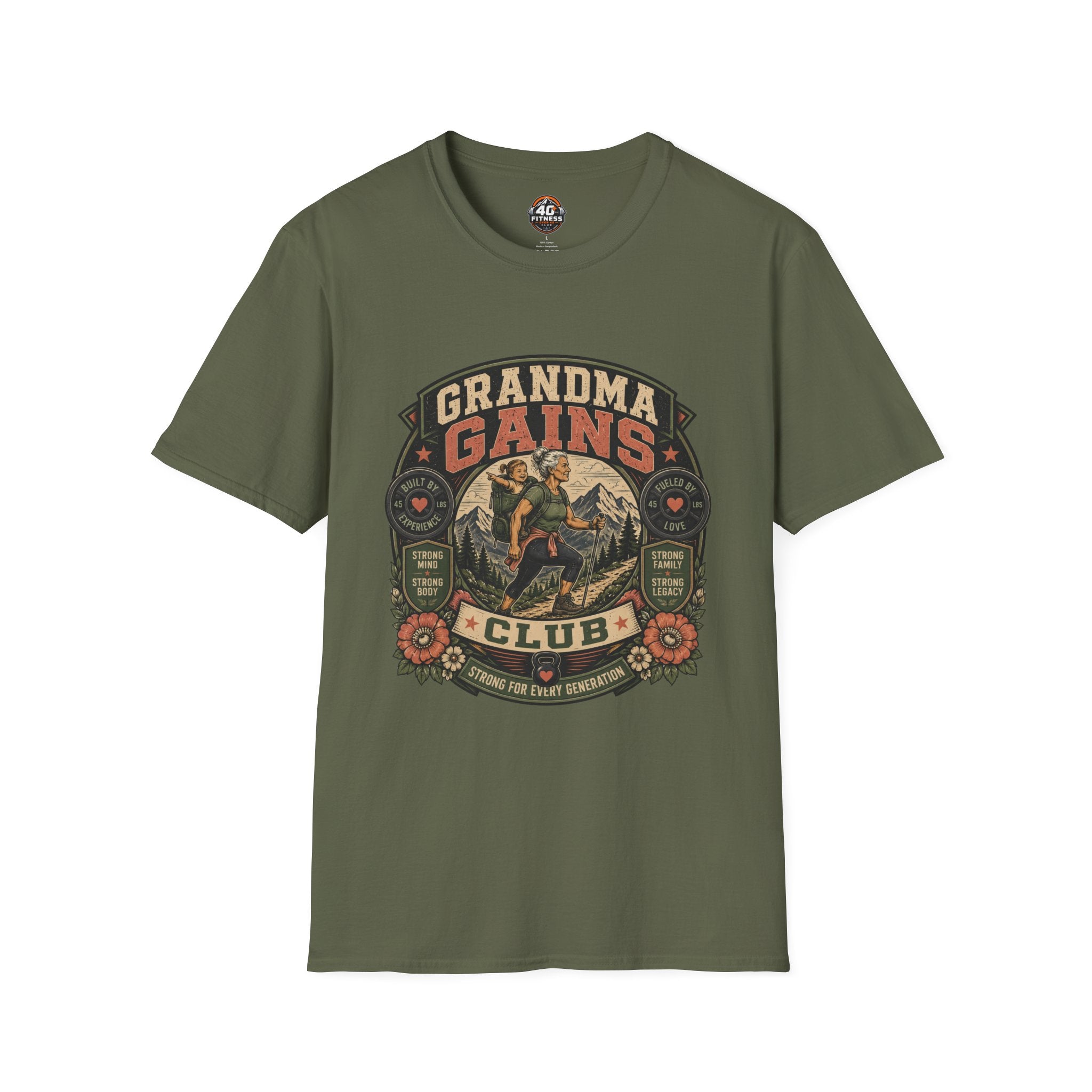 Grandma Gains T-Shirt — Vintage 'Grandma Gains Club' Fitness Tee for Active Grandmothers