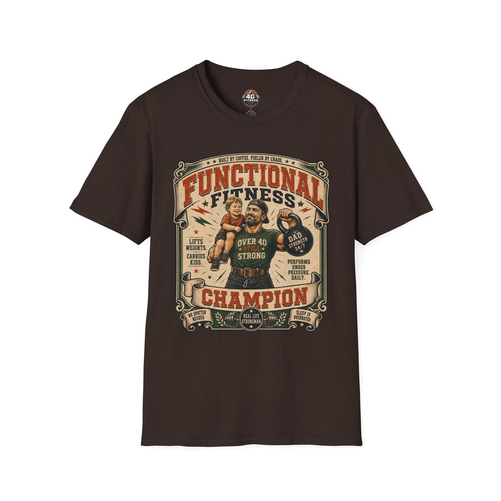 Functional Fitness T-Shirt — "Functional Fitness Champion: Over 40" Vintage Gym Tee