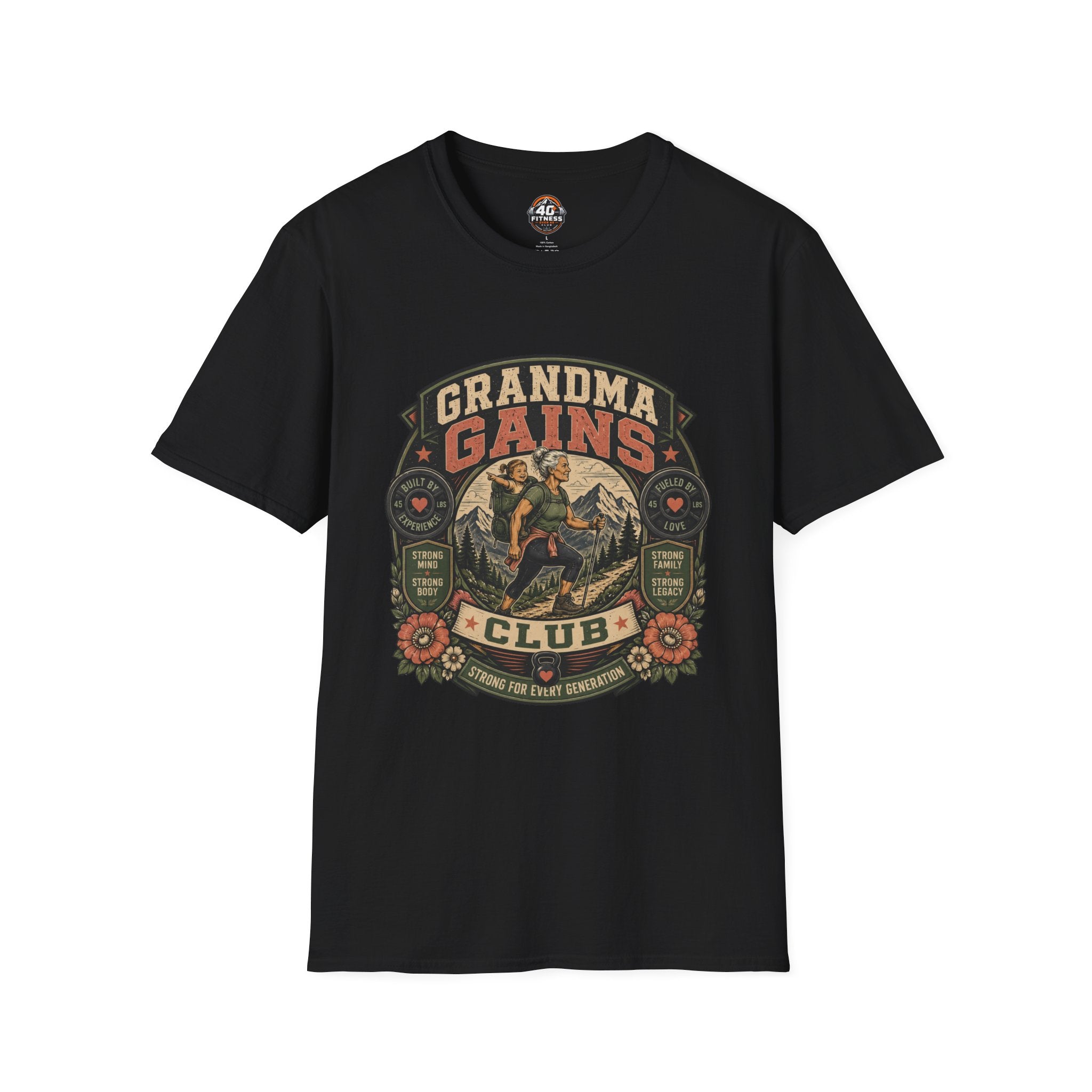 Grandma Gains T-Shirt — Vintage 'Grandma Gains Club' Fitness Tee for Active Grandmothers