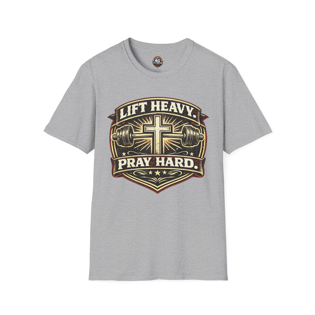 Lift Heavy Pray Hard T-Shirt — Christian Gym Faith Workout Tee