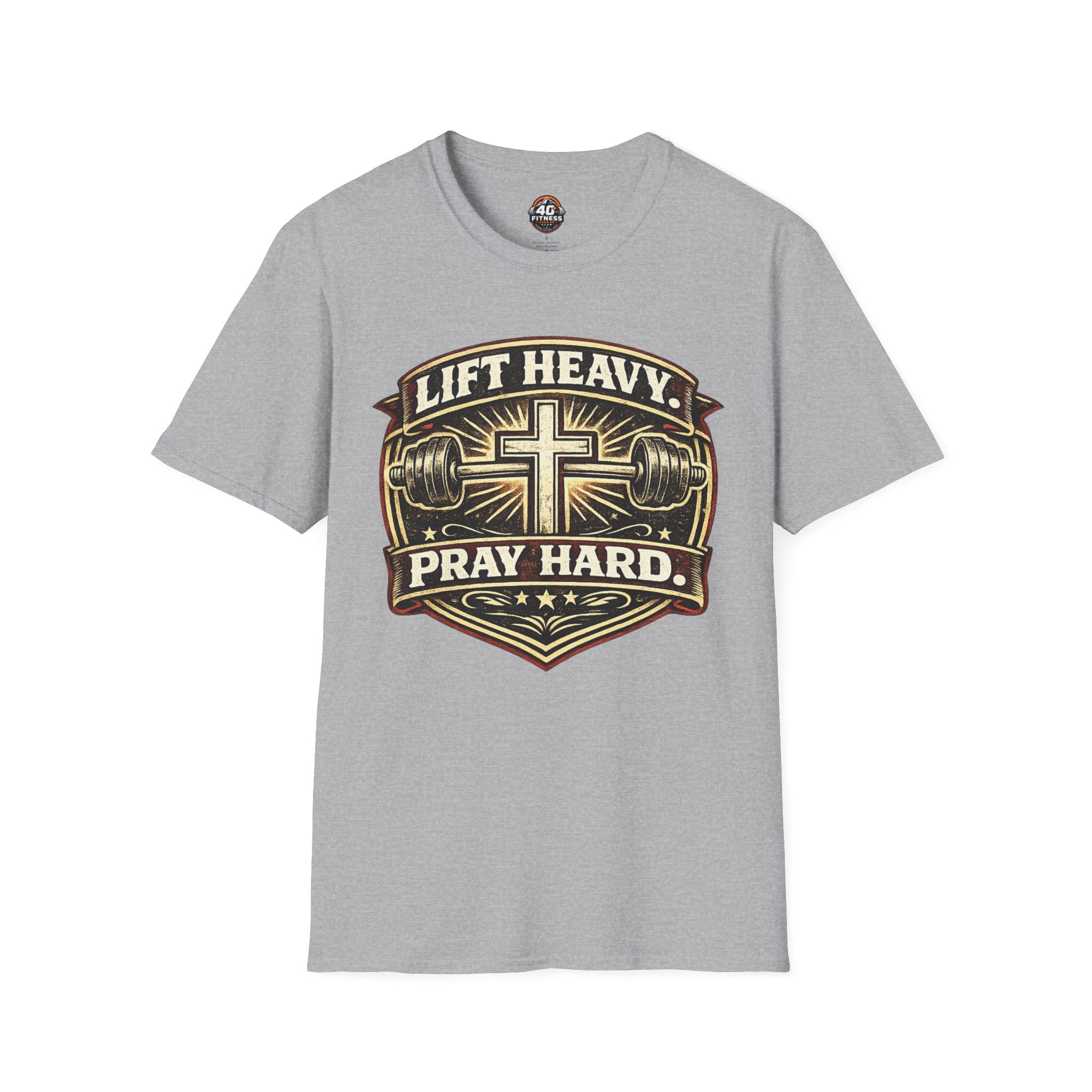 Lift Heavy Pray Hard T-Shirt — Christian Gym Faith Workout Tee