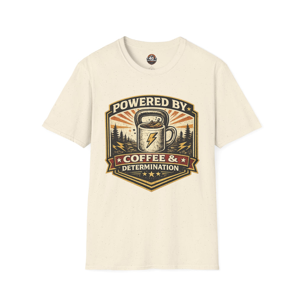 Coffee T‑Shirt — “Powered By Coffee & Determination”