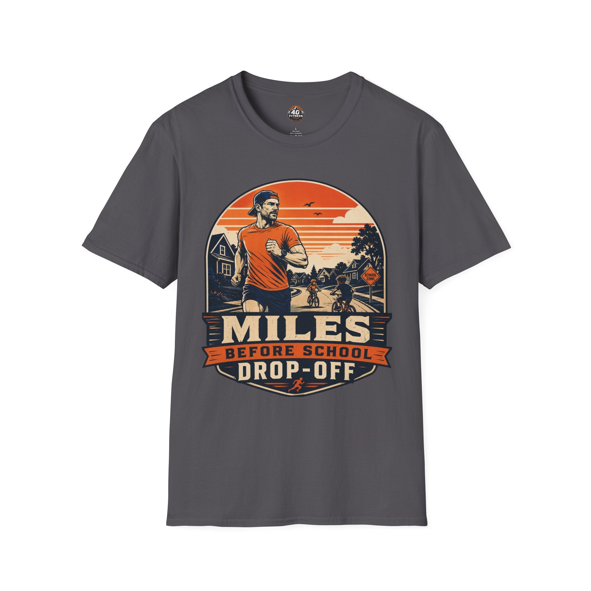Running T‑Shirt — "Miles Before School Drop‑Off"