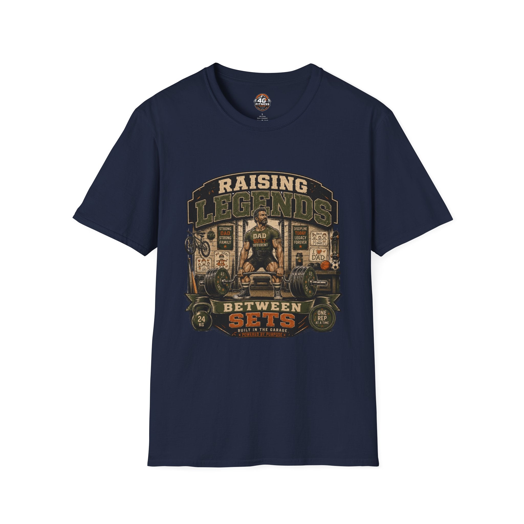 Raising Legends Dad Tee — "Raising Legends Between Sets" Vintage Gym Fatherhood T-Shirt