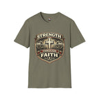 Strength Through Faith T-Shirt — Christian Weightlifting Cross Tee