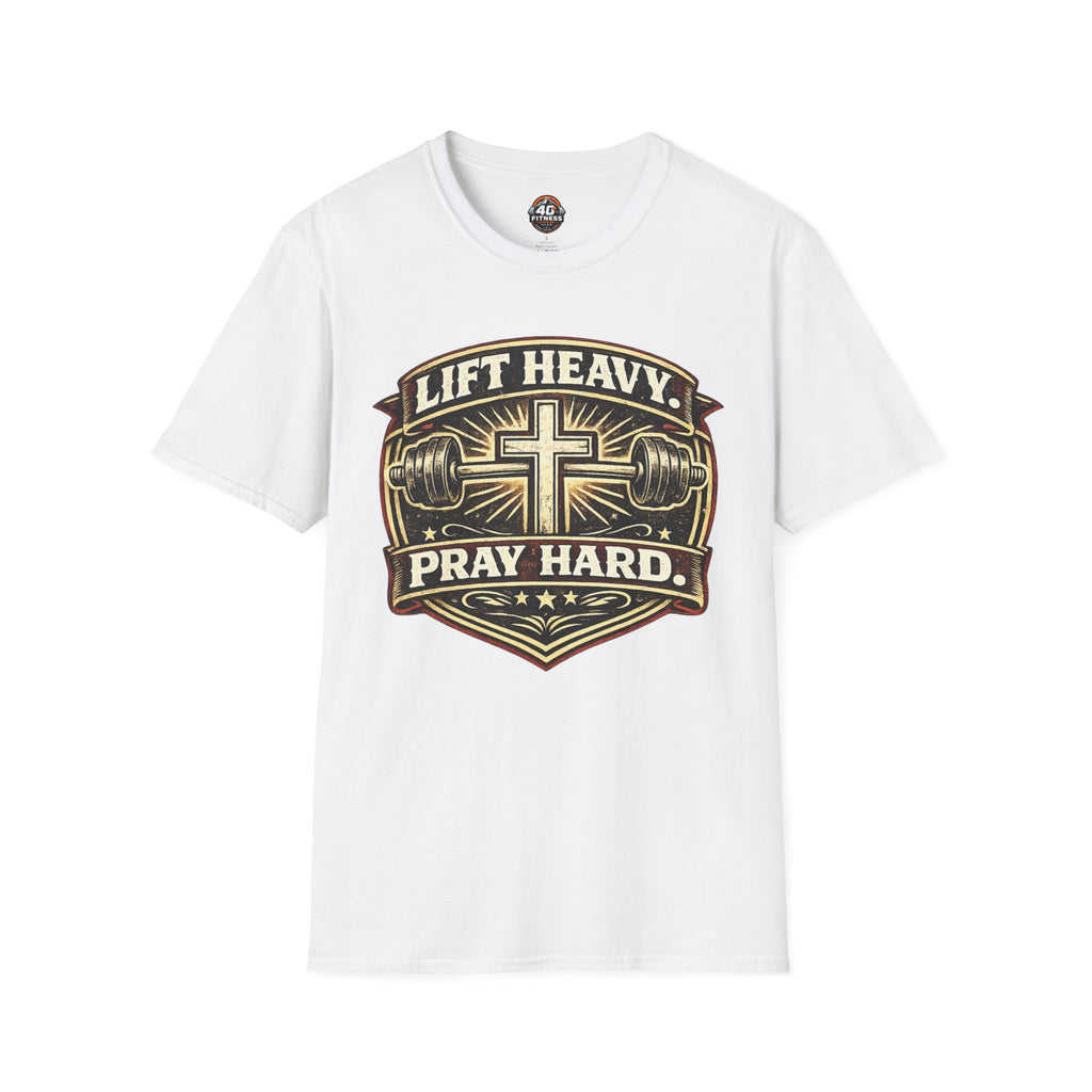 Lift Heavy Pray Hard T-Shirt — Christian Gym Faith Workout Tee