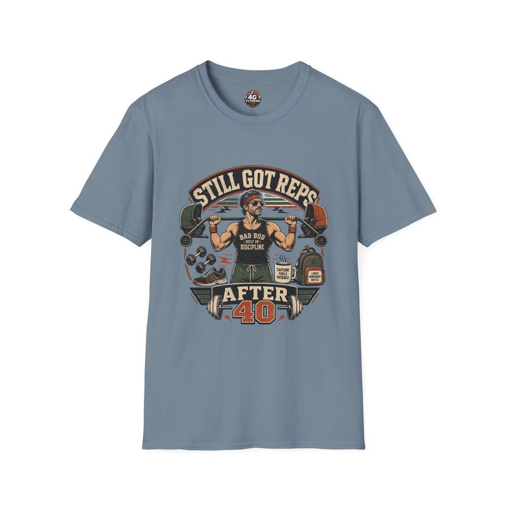 Still Got Reps After 40 T-Shirt — Retro Gym Workout Tee for Lifters