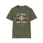 Lift Heavy Pray Hard T-Shirt — Christian Gym Faith Workout Tee