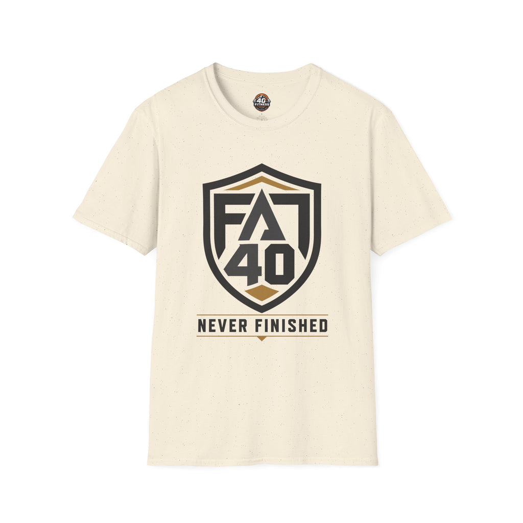 T-Shirt — FA40 Shield 'Never Finished' Athletic Tee