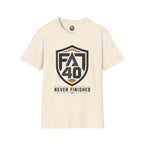 T-Shirt — FA40 Shield 'Never Finished' Athletic Tee
