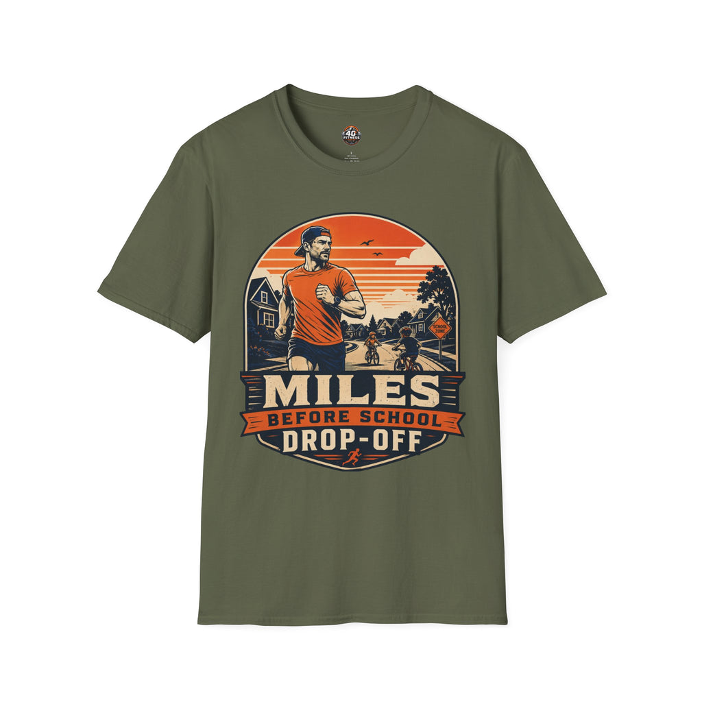 Running T‑Shirt — "Miles Before School Drop‑Off"