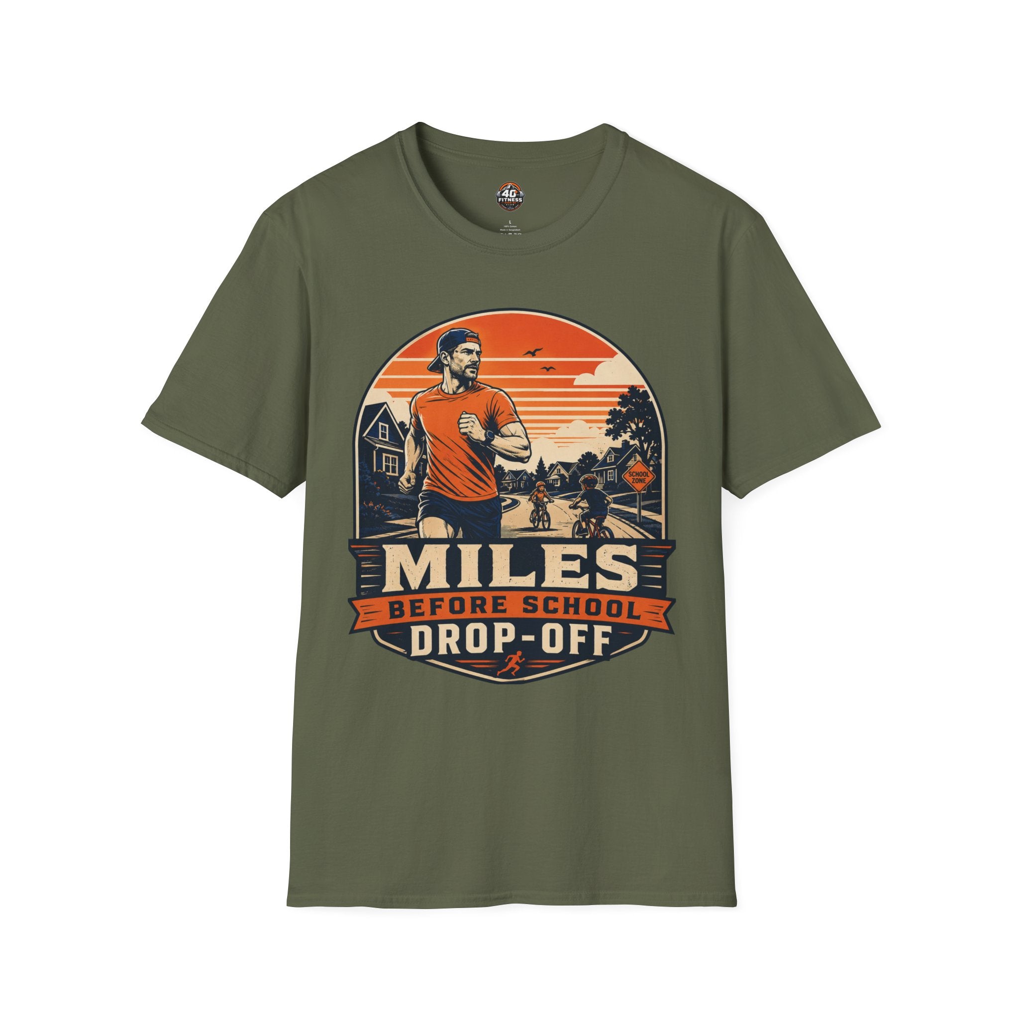 Running T‑Shirt — "Miles Before School Drop‑Off"