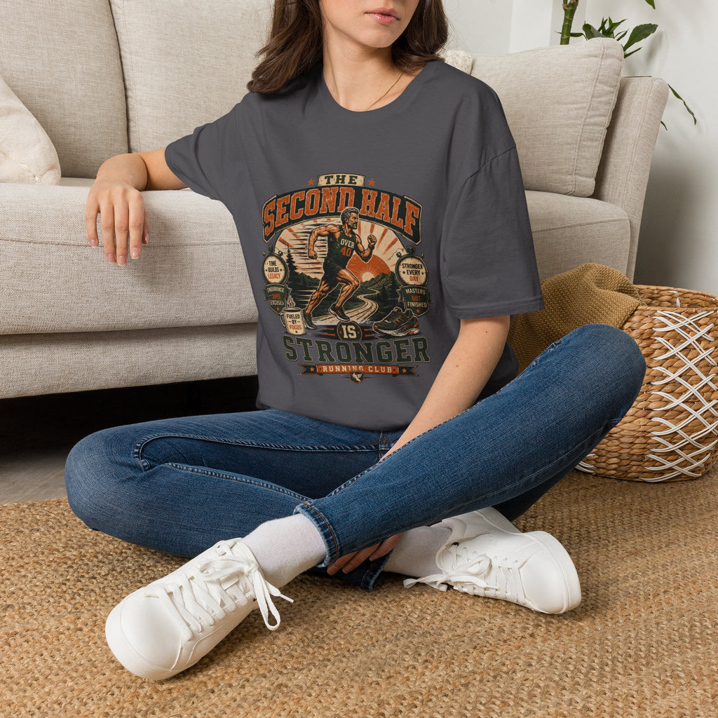 The Second Half Is Stronger T-Shirt — Motivational Basketball Retro Tee
