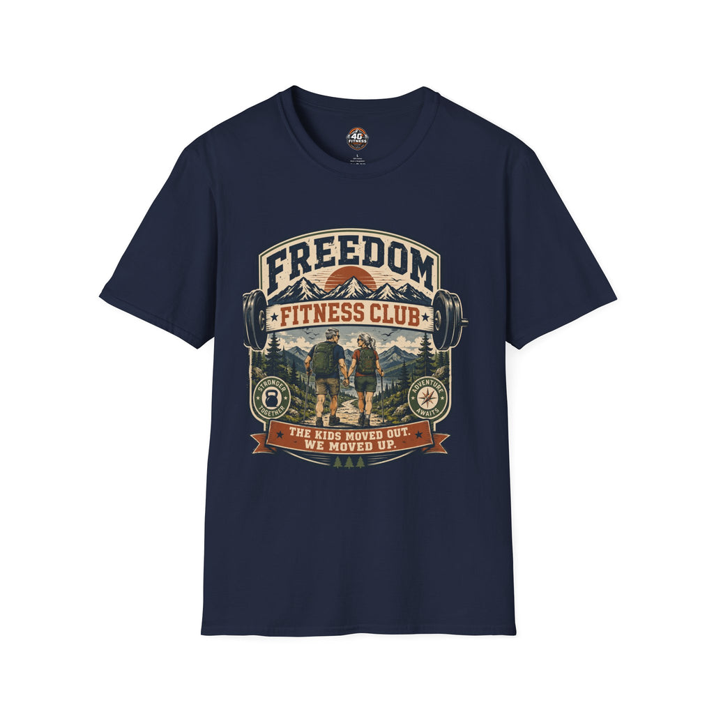 Freedom Fitness Club T-Shirt — Vintage Mountain Barbell Gym Tee