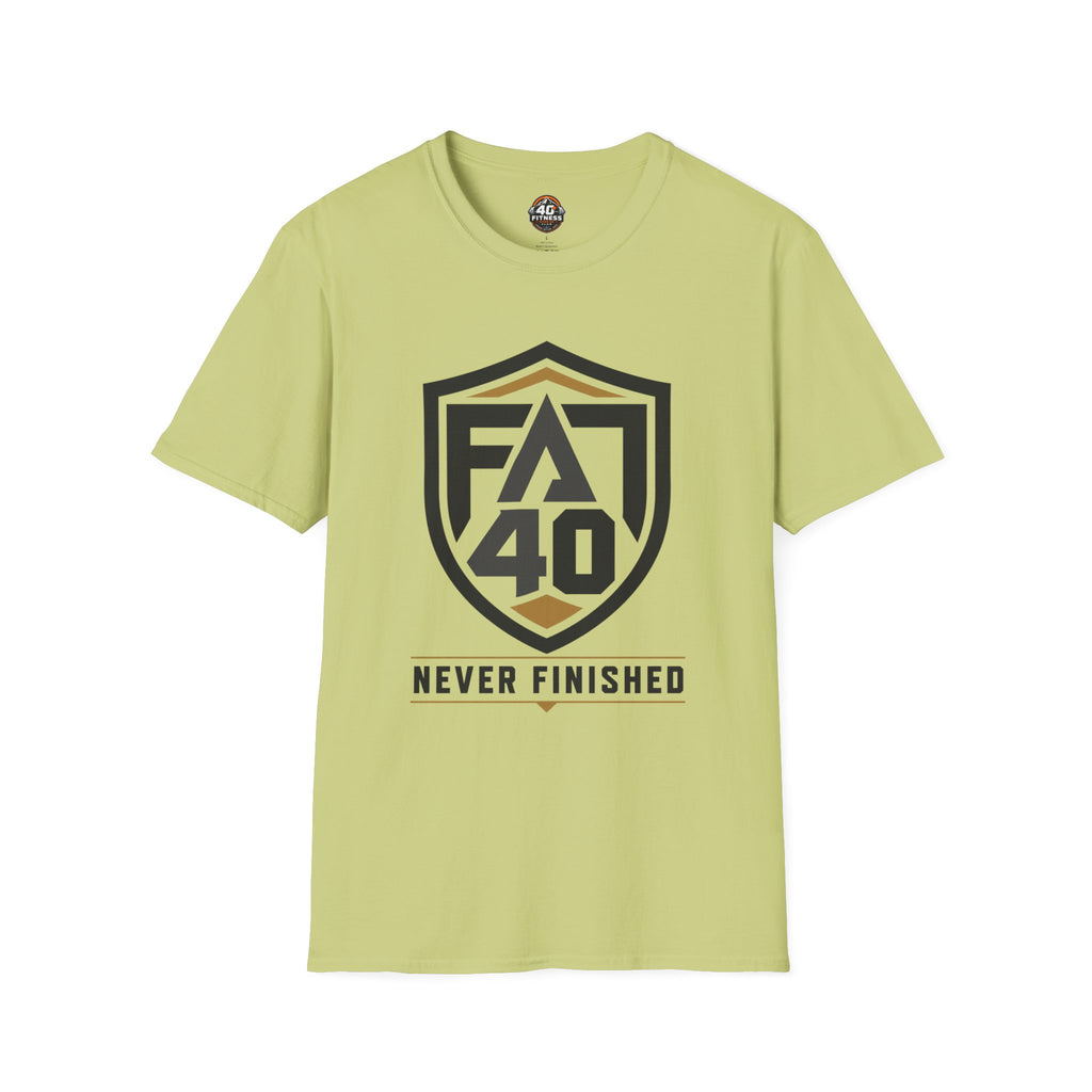 T-Shirt — FA40 Shield 'Never Finished' Athletic Tee