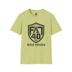 T-Shirt — FA40 Shield 'Never Finished' Athletic Tee