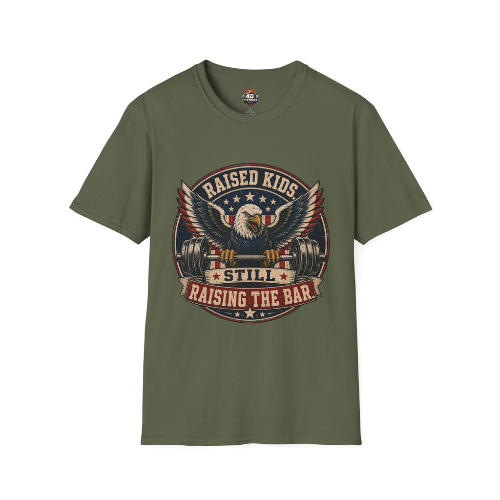 T-Shirt — "Raised Kids, Still Raising the Bar" Patriotic Eagle Tee