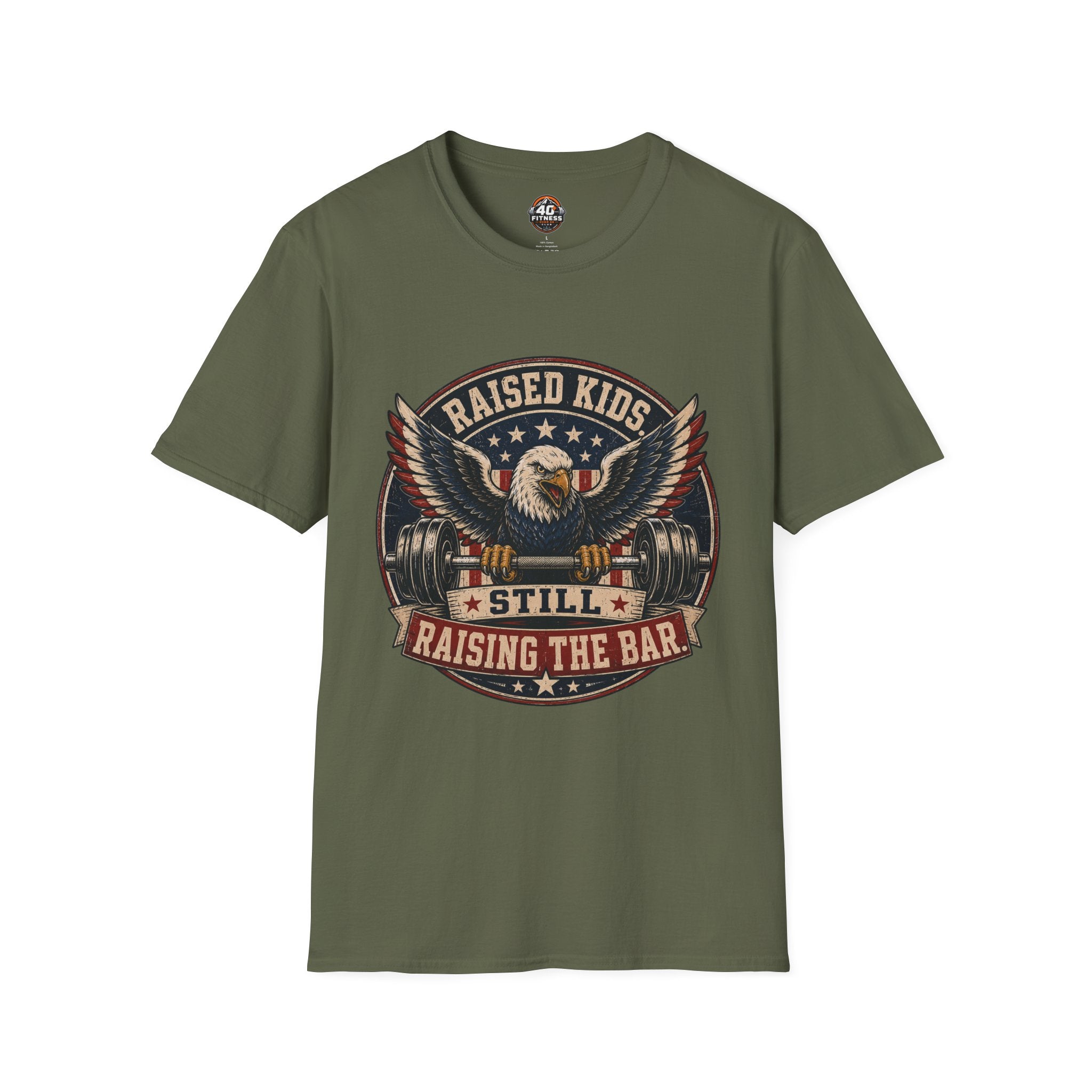 T-Shirt — "Raised Kids, Still Raising the Bar" Patriotic Eagle Tee