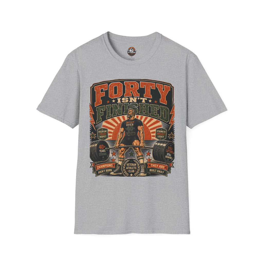 40 Isn't Finished T-Shirt — Retro Vintage 40th Birthday Tee