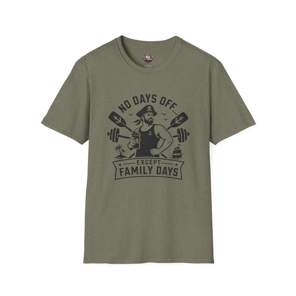 No Days Off Except Family Days T-Shirt — Nautical Gym Dad Workout Tee