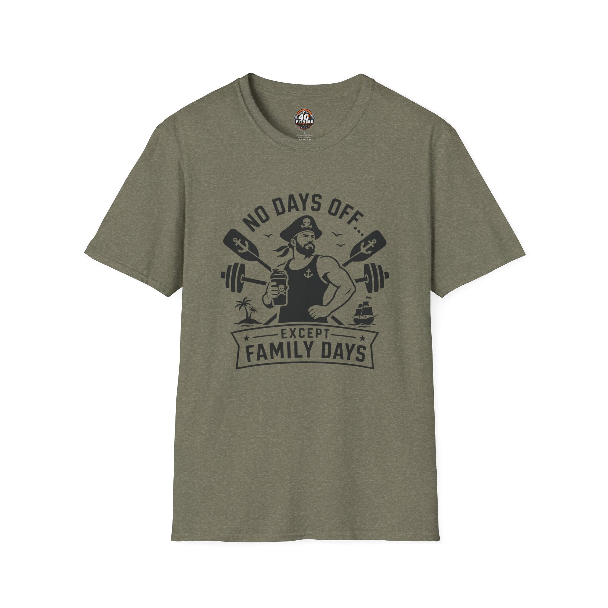 No Days Off Except Family Days T-Shirt — Nautical Gym Dad Workout Tee
