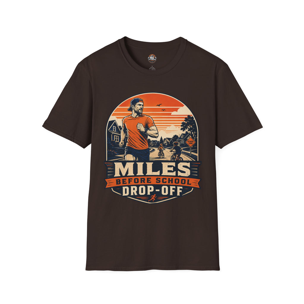 Running T‑Shirt — "Miles Before School Drop‑Off"