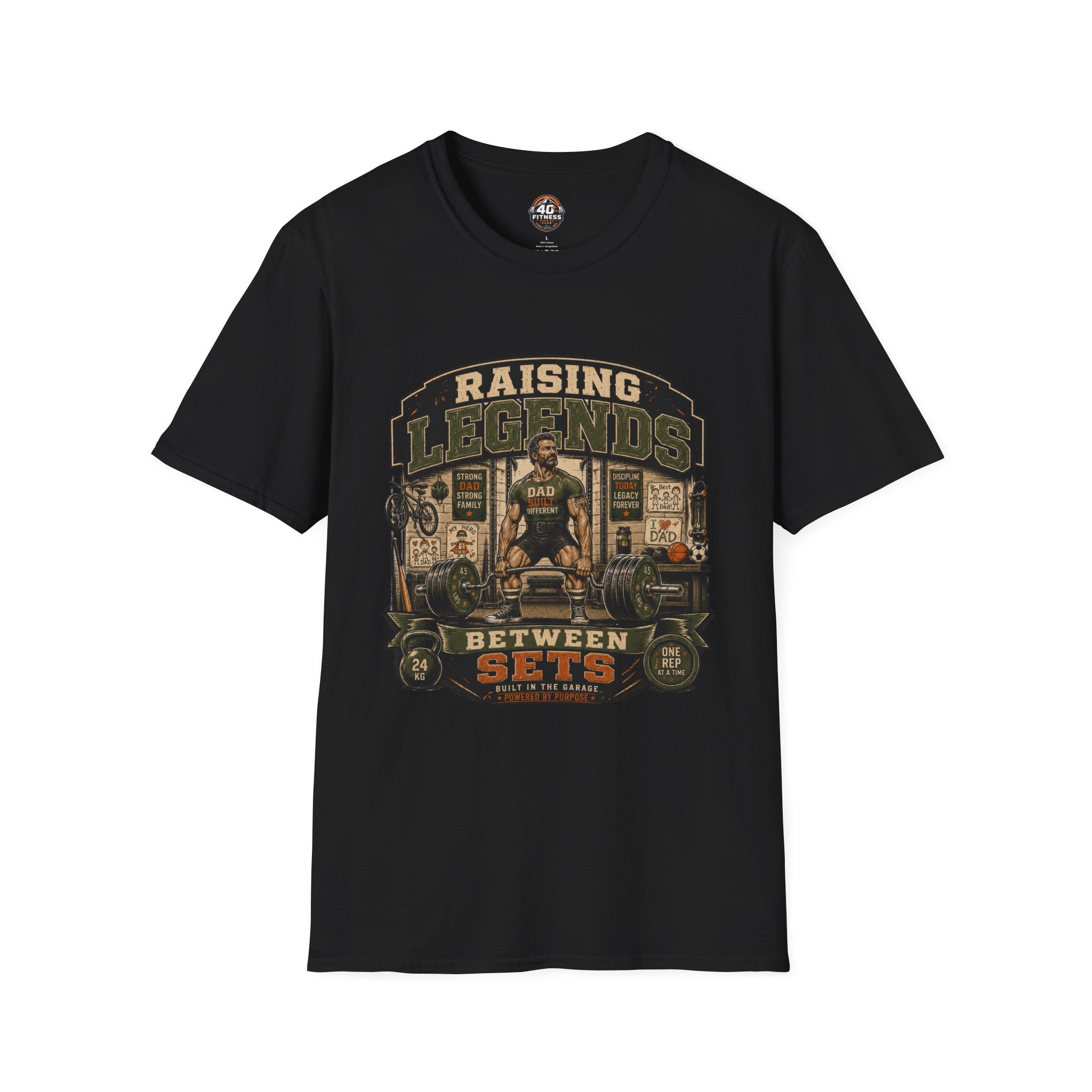 Raising Legends Dad Tee — "Raising Legends Between Sets" Vintage Gym Fatherhood T-Shirt