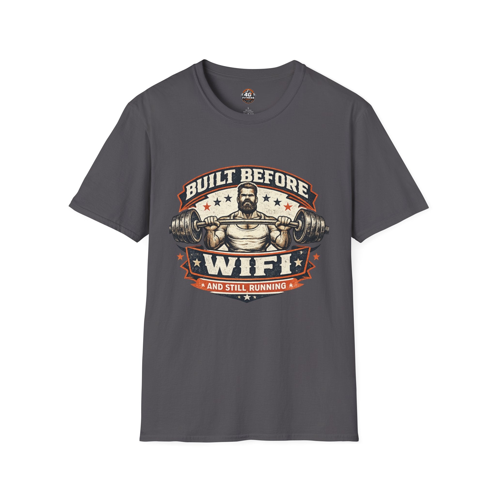 Built Before WiFi T-Shirt — Vintage Strongman Barbell Gym Tee