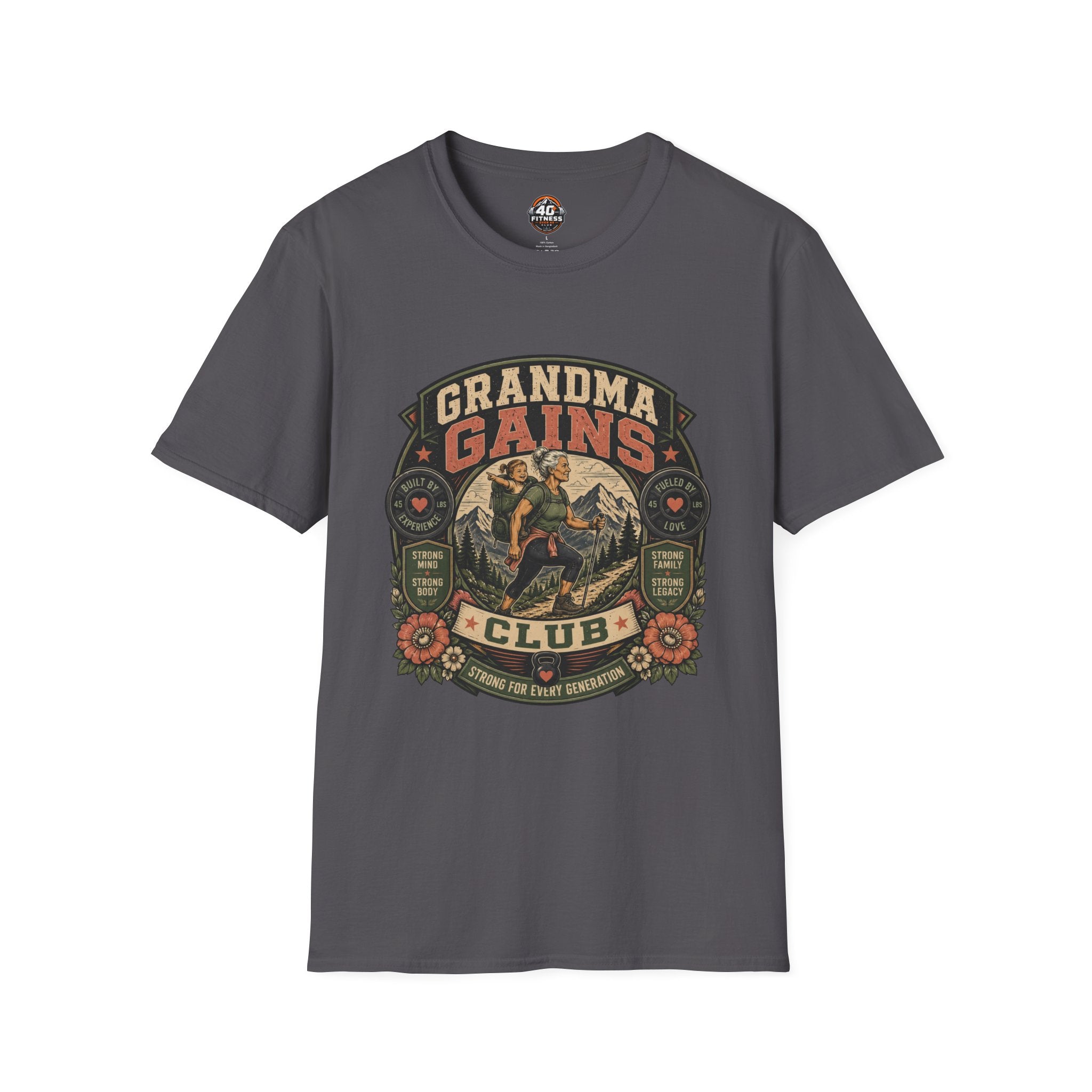 Grandma Gains T-Shirt — Vintage 'Grandma Gains Club' Fitness Tee for Active Grandmothers