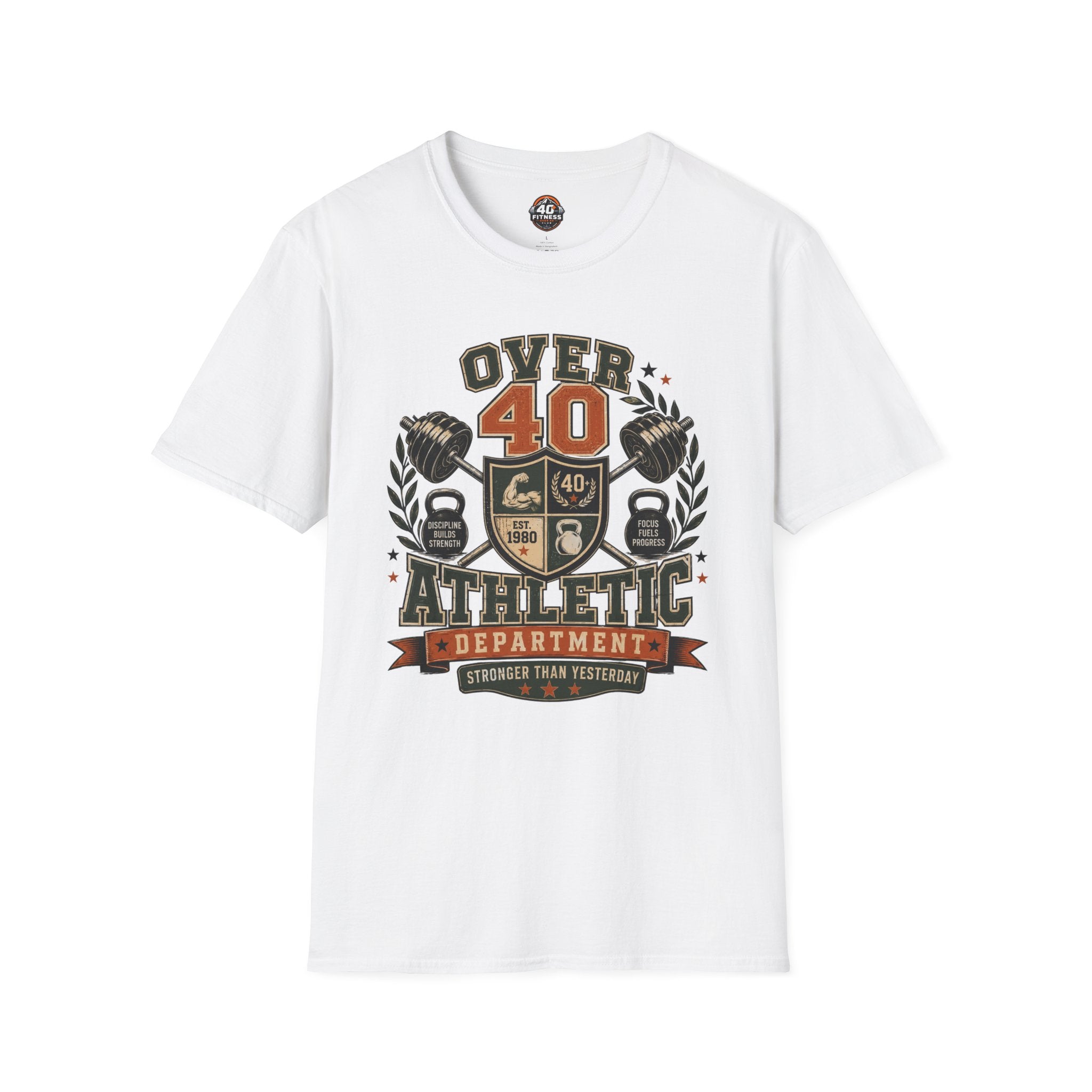 Over 40 Athletic T-Shirt — Vintage 'Over 40' Fitness Tee