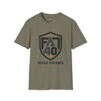 T-Shirt — FA40 Shield 'Never Finished' Athletic Tee