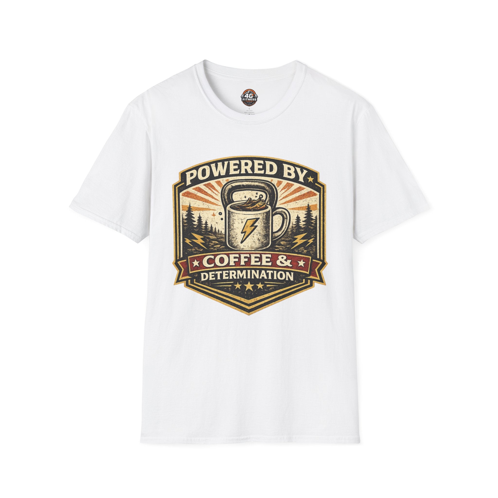 Coffee T‑Shirt — “Powered By Coffee & Determination”