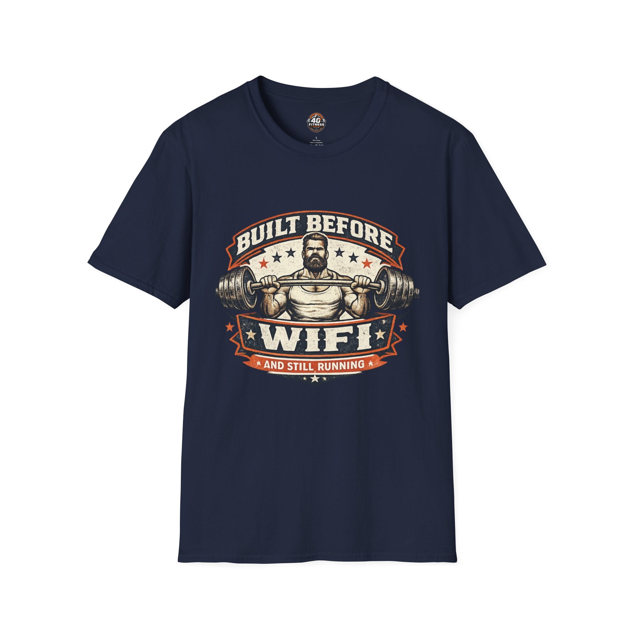 Built Before WiFi T-Shirt — Vintage Strongman Barbell Gym Tee