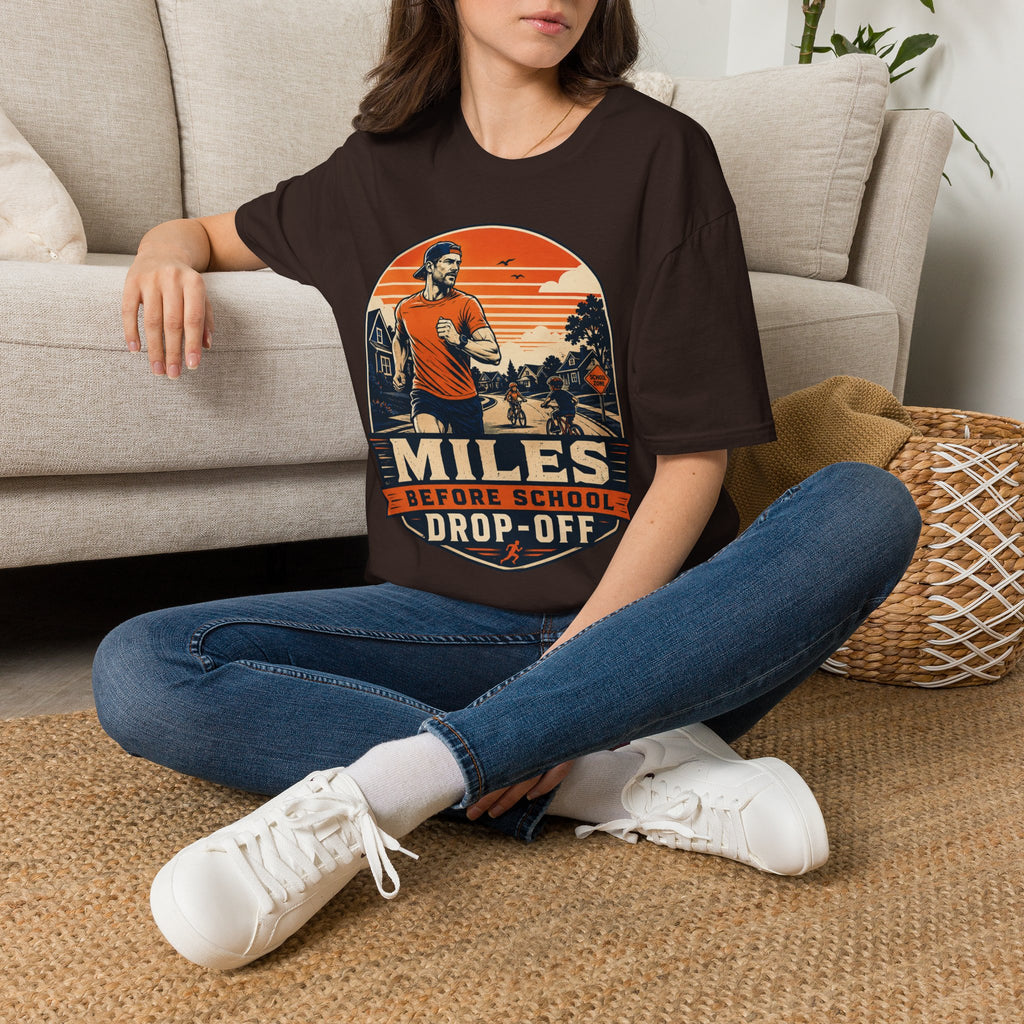 Running T‑Shirt — "Miles Before School Drop‑Off"