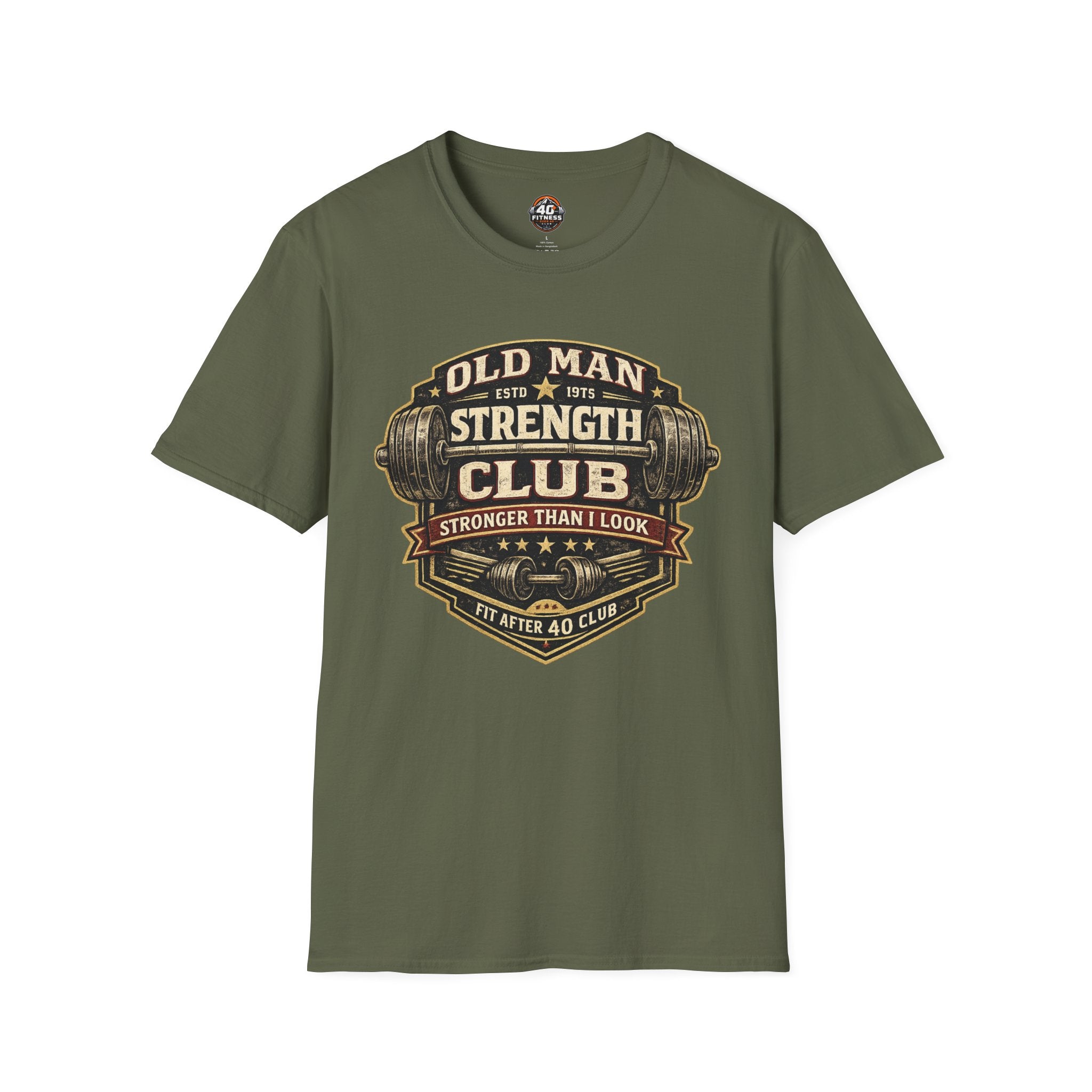 Old Man Strength Club T-Shirt — "Stronger Than I Look" Retro Gym Tee
