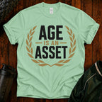Age Is an Asset Fit After 40 graphic t-shirt celebrating healthy aging and lifelong fitness.